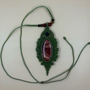 Boho Macramé Necklace with Jasper Gemstone